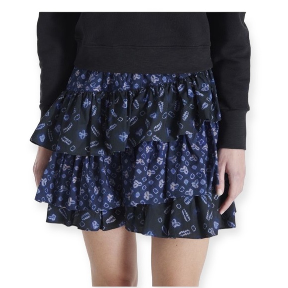 Never Worn‎ Ulla Johnson Aminta Poplin Chevron Shibori Skirt, Blue, Size 4 - Picture 15 of 15